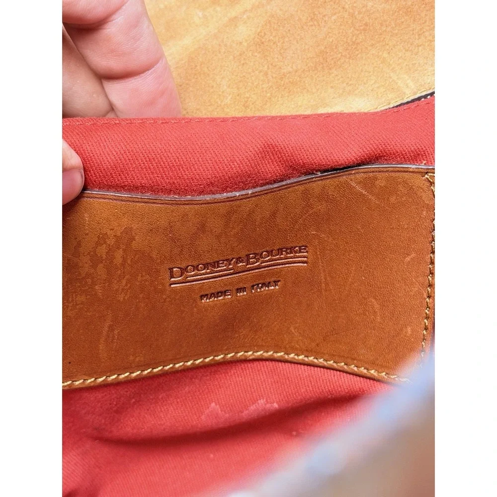 Dooney Bourke Alto Leather Satchel Saddle Shoulder Bag Cognac Brown‎ Italy Large